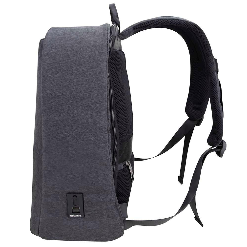 "BESTLIFE TravelSafe 15.6 תיק גב למחשב שחור אפרפר - תיק התיקיםBESTLIFEתיקים