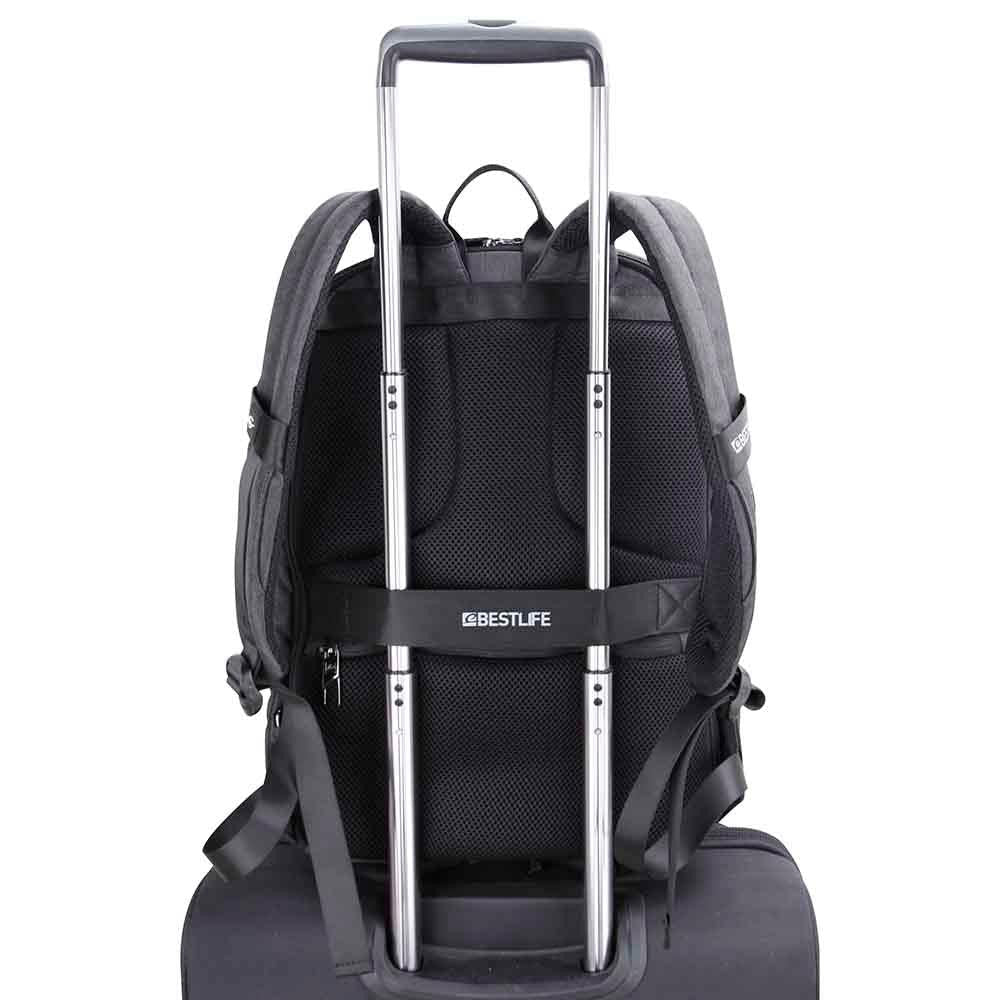 "BESTLIFE TravelSafe 15.6 תיק גב למחשב שחור אפרפר - תיק התיקיםBESTLIFEתיקים