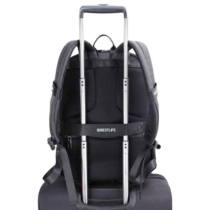 "BESTLIFE TravelSafe 15.6 תיק גב למחשב שחור אפרפר - תיק התיקיםBESTLIFEתיקים