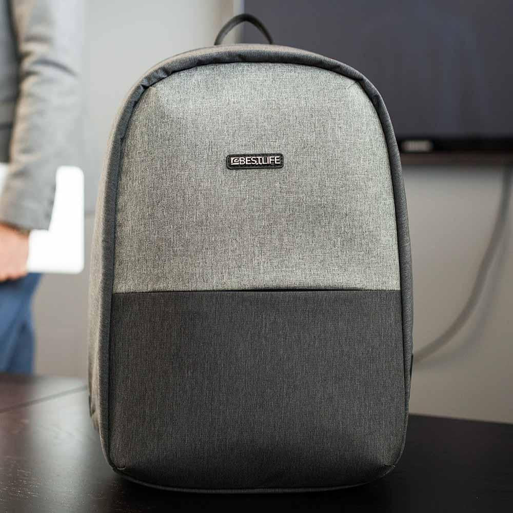"BESTLIFE TravelSafe 15.6 תיק גב למחשב שחור אפרפר - תיק התיקיםBESTLIFEתיקים