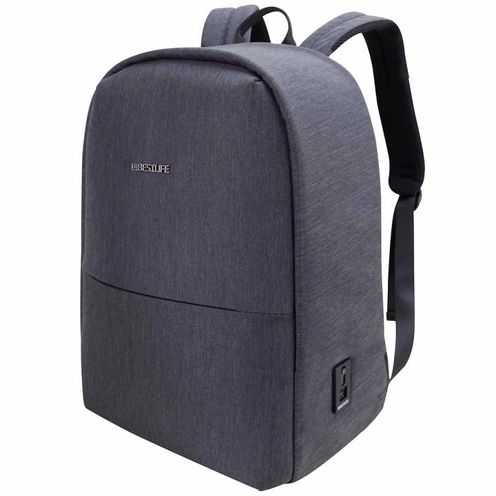 "BESTLIFE TravelSafe 15.6 תיק גב למחשב שחור אפרפר - תיק התיקיםBESTLIFEתיקים