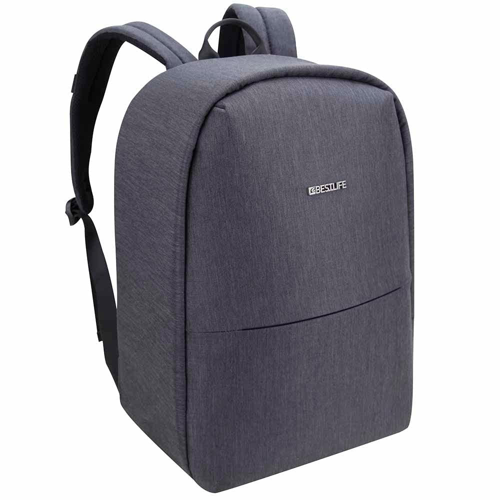 "BESTLIFE TravelSafe 15.6 תיק גב למחשב שחור אפרפר - תיק התיקיםBESTLIFEתיקים