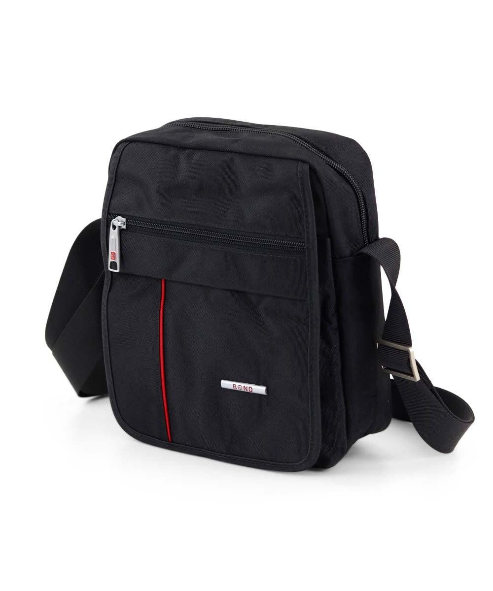 BOND תיק צד לגבר עם רצועה מתכוונת בשחור - תיק התיקיםBondגברים