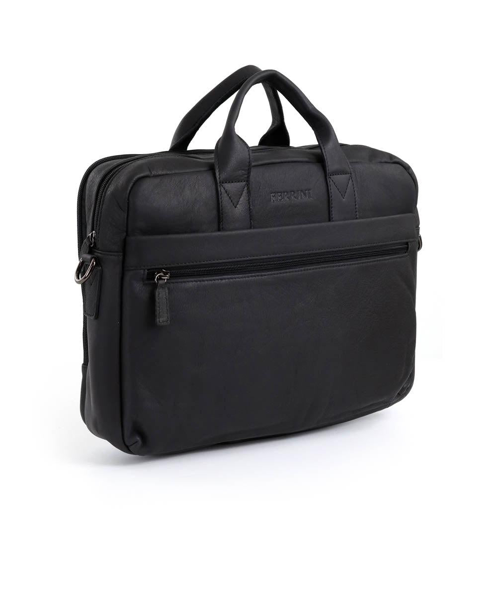 FERRINI תיק עסקים מעור משומן איטלקי בשחור - תיק התיקיםFERRINIתיקים