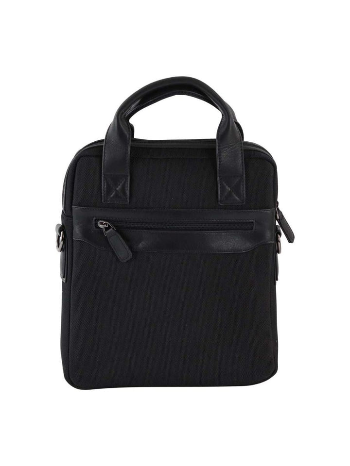 FERRINI תיק יד וצד יוקרתי לגבר מבד קורדורה משולב עור בשחור - תיק התיקיםFERRINIתיקים