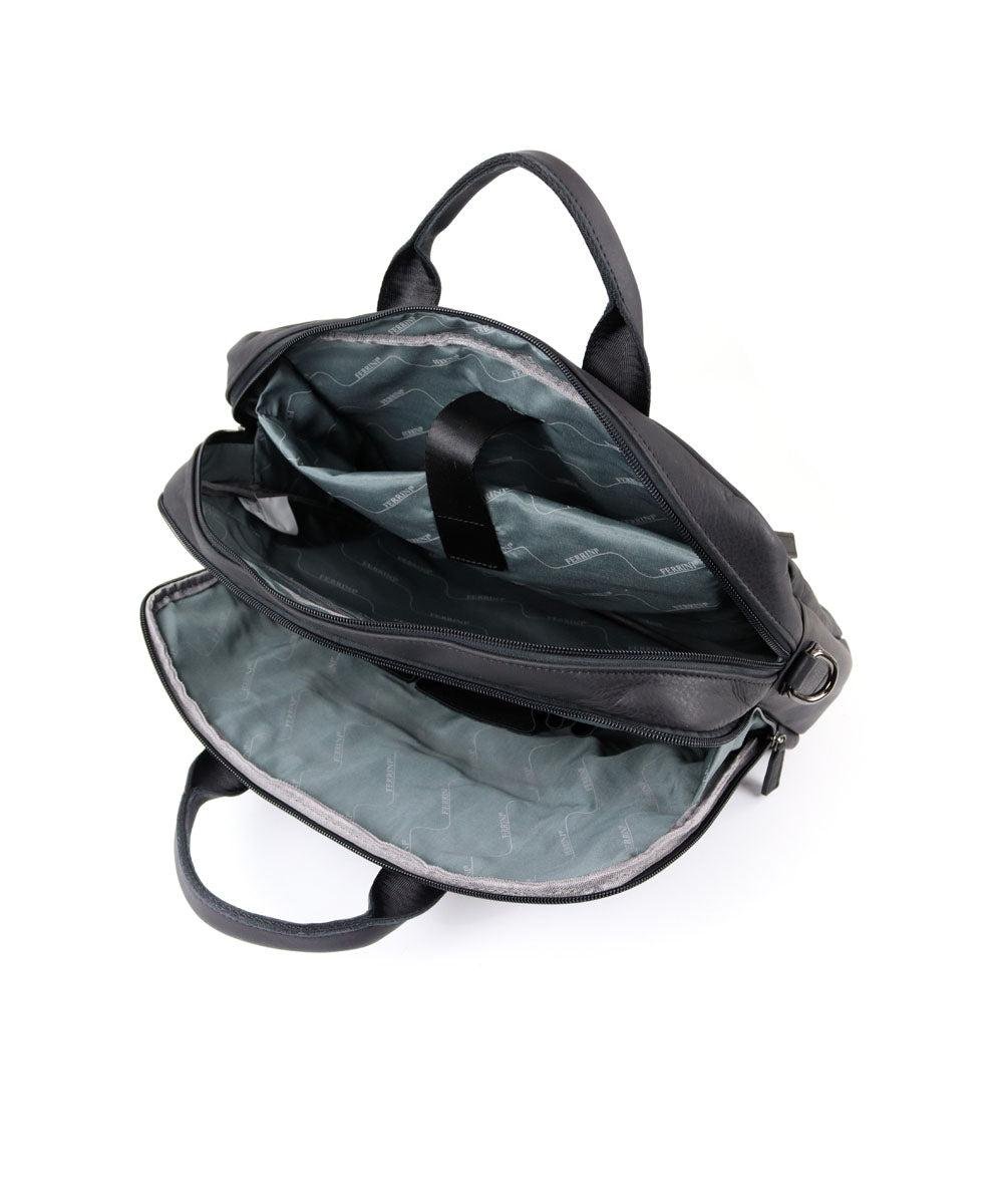 FERRINI תיק עסקים מעור משומן איטלקי בשחור - תיק התיקיםFERRINIתיקים