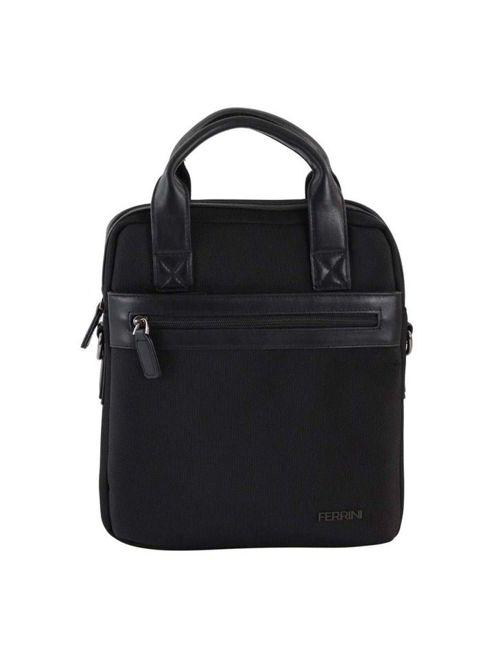 FERRINI תיק יד וצד יוקרתי לגבר מבד קורדורה משולב עור בשחור - תיק התיקיםFERRINIתיקים