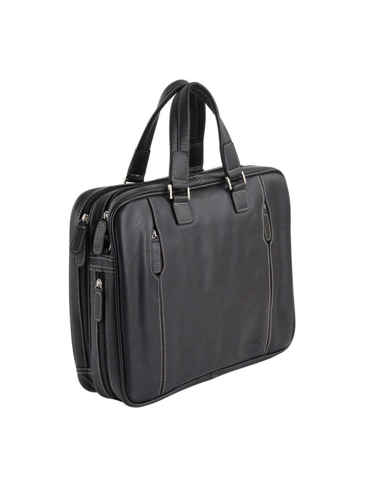 FERRINI תיק עסקים מעור נאפה איטלקי עם הרחבה בשחור - תיק התיקיםFERRINIתיקים