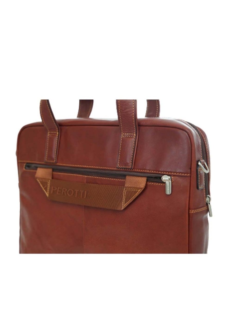 TONY PEROTTI תיק עסקים מעור 2 ידיות תא אחד ורצועה Chiaro - תיק התיקיםTONY PEROTTIתיקי צד לגבר