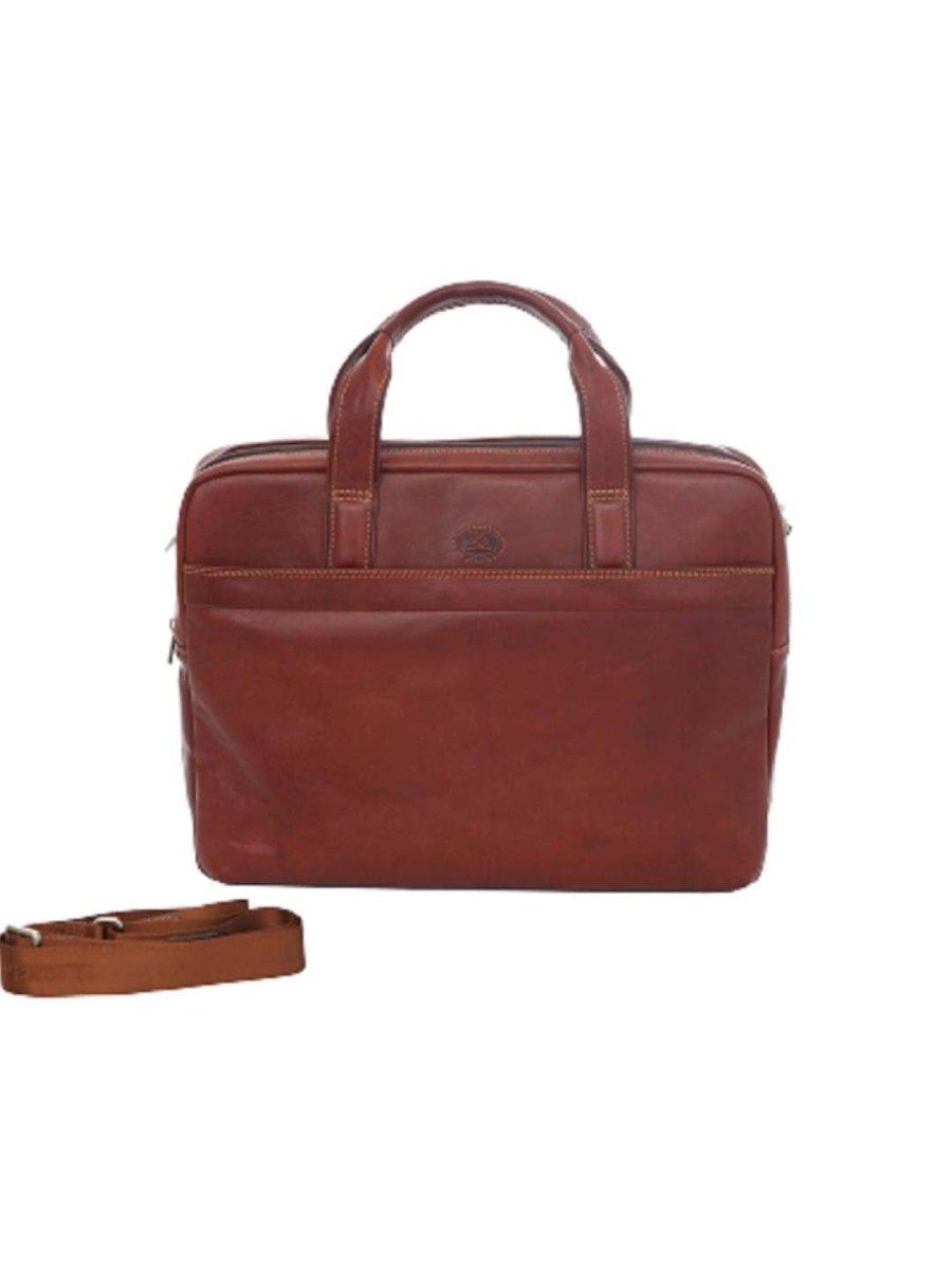 TONY PEROTTI תיק עסקים מעור 2 ידיות תא אחד ורצועה Chiaro - תיק התיקיםTONY PEROTTIתיקי צד לגבר