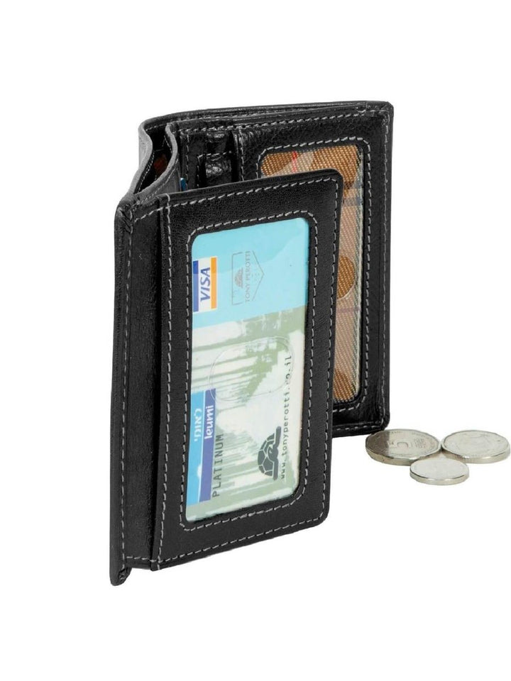 TONY PEROTTI ארנק עור קטן עם חלון שקוף Mino - תיק התיקיםTONY PEROTTIגברים