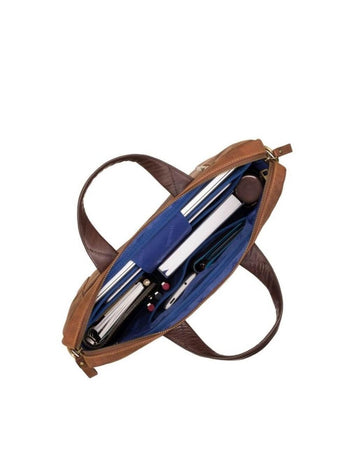 VISCONTI תיק עסקים מעור ללפטופ עד 13 אינץ' מדגם OCTO בחום - תיק התיקיםVISCONTIגברים