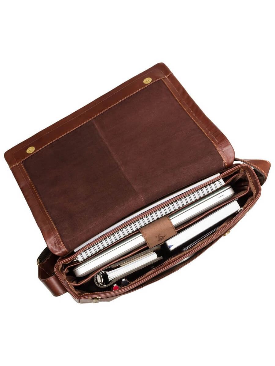 VISCONTI תיק מסנג'ר וינטג' ללפטופ עד 15 אינץ' דגם Enzo בחום בהיר - תיק התיקיםVISCONTIגברים