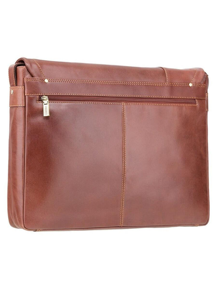 VISCONTI תיק מסנג'ר וינטג' ללפטופ עד 15 אינץ' דגם Enzo בחום בהיר - תיק התיקיםVISCONTIגברים