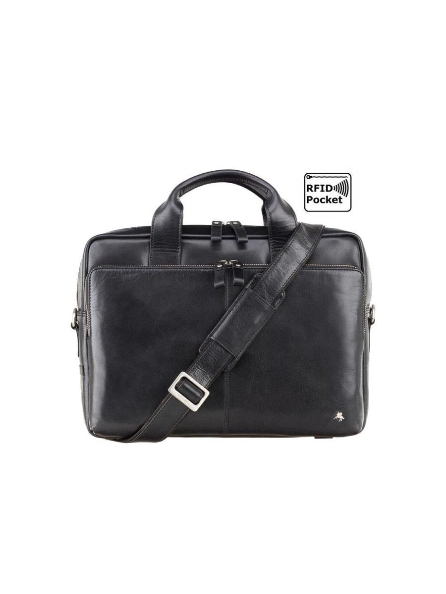 VISCONTI תיק עסקים 15 אינצ' דגם HUGO MERLIN מעור - תיק התיקיםVISCONTIתיקי עסקים