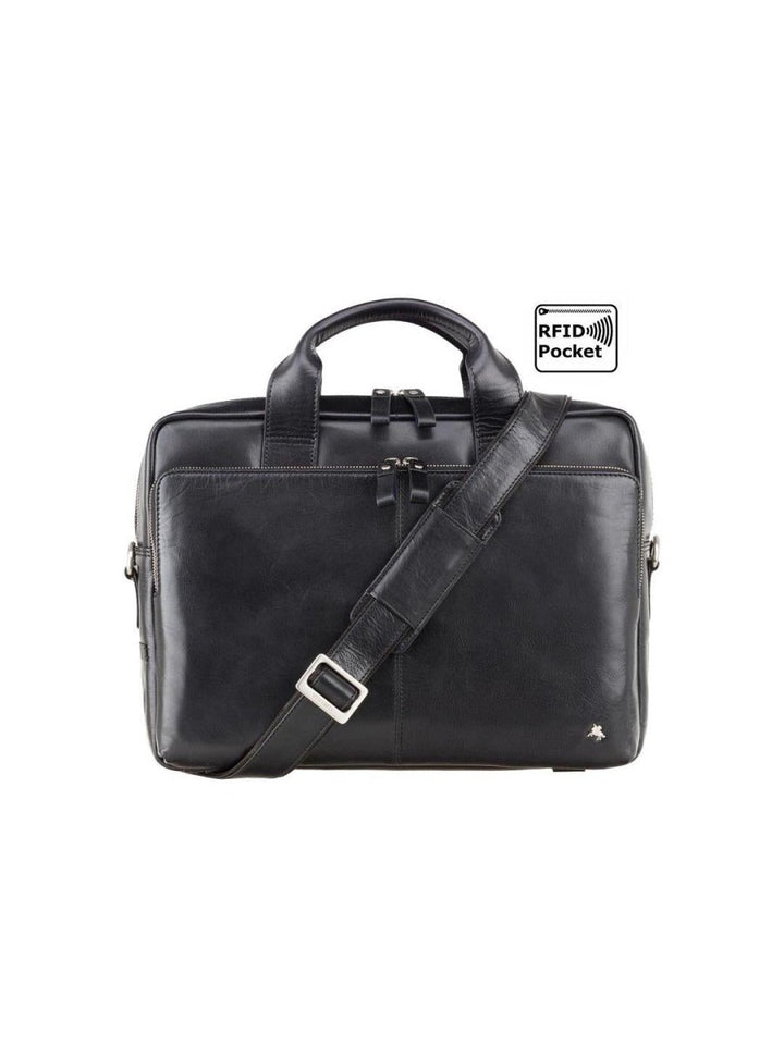 VISCONTI תיק עסקים 15 אינצ' דגם HUGO MERLIN מעור - תיק התיקיםVISCONTIתיקי עסקים