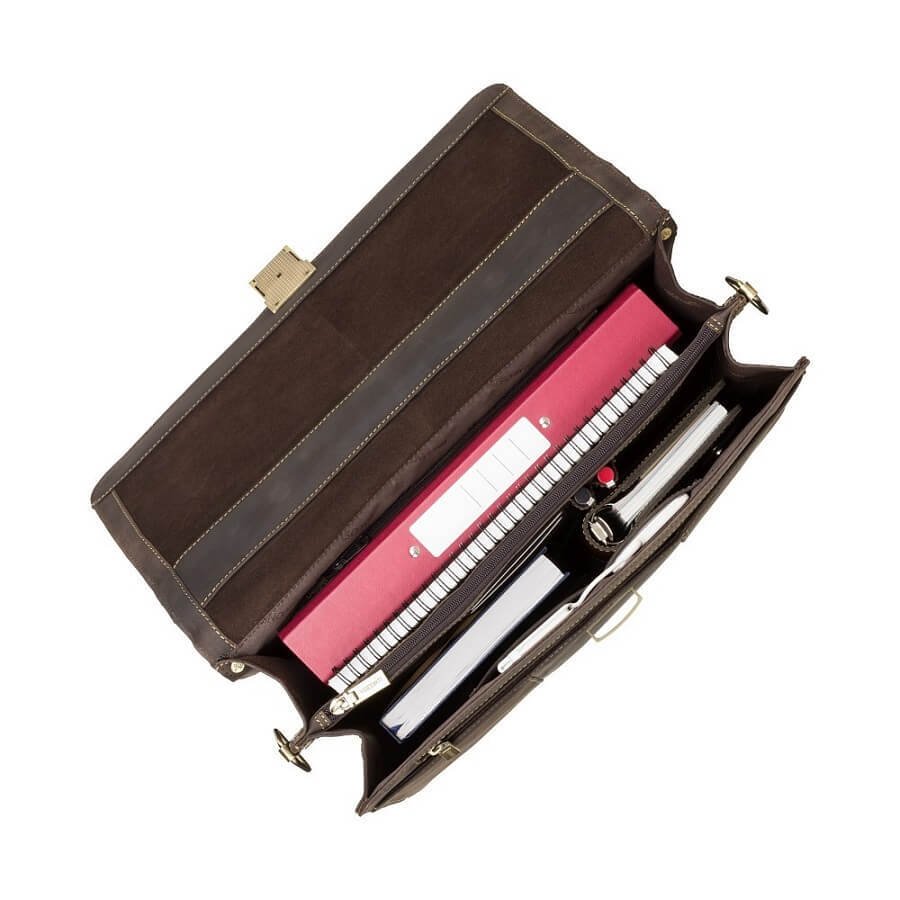 VISCONTI תיק עסקים עם מנעול קדמי מדגם Apollo חום משומן - תיק התיקיםVISCONTIגברים