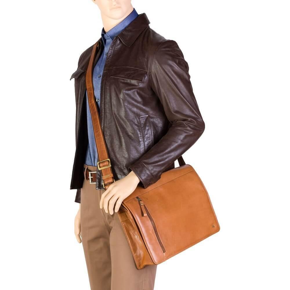 VISCONTI תיק צד עור מסנג'ר קלאסי דגם Carter ׁ - תיק התיקיםVISCONTIגברים